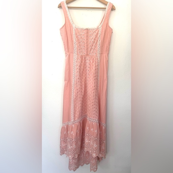 Love Shack Fancy Alwyn Eyelet Bubble Gum Pink Maxi Dress Embroidered Size 6 - Picture 15 of 15